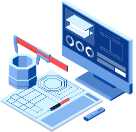 2Dと3Dの図面変換のイラスト